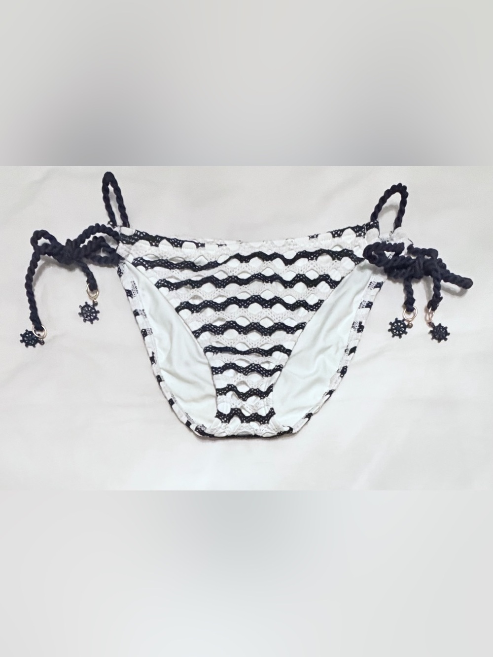SPERRY Top-Sider “Seas the Day” Nautical Navy & White Crochet Bikini Bottoms